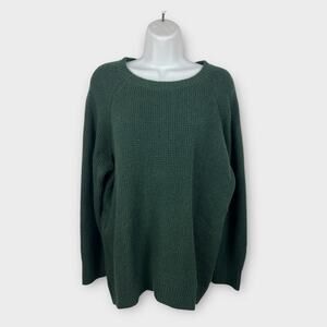 NWT Old Navy Women's Green Textured Sweater Petite Large Waffle Knit So Soft